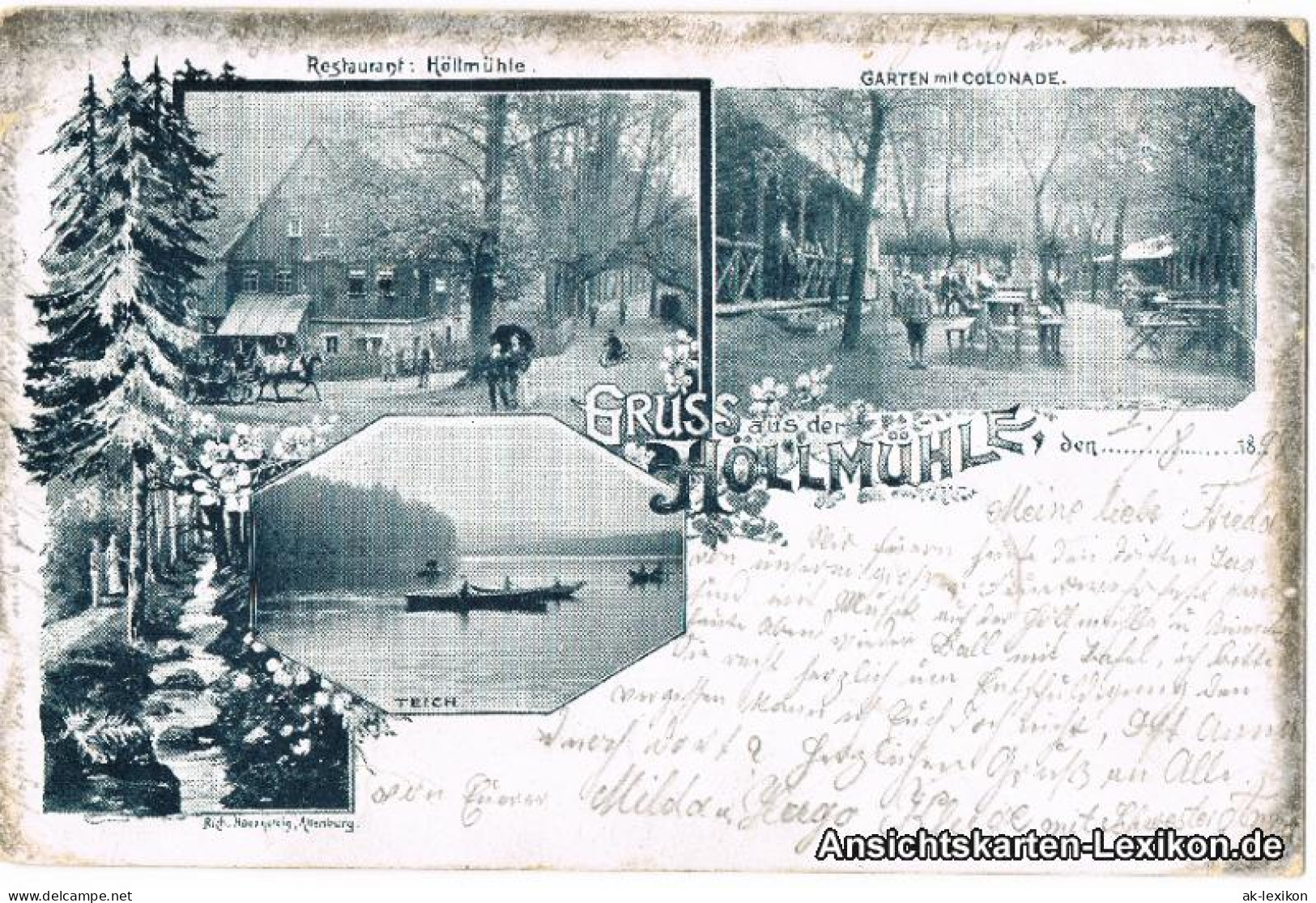 Litho AK Penig (Mulde) Höllmühle: Restaurant, Garten, Teich Und Umland 1898 - Penig