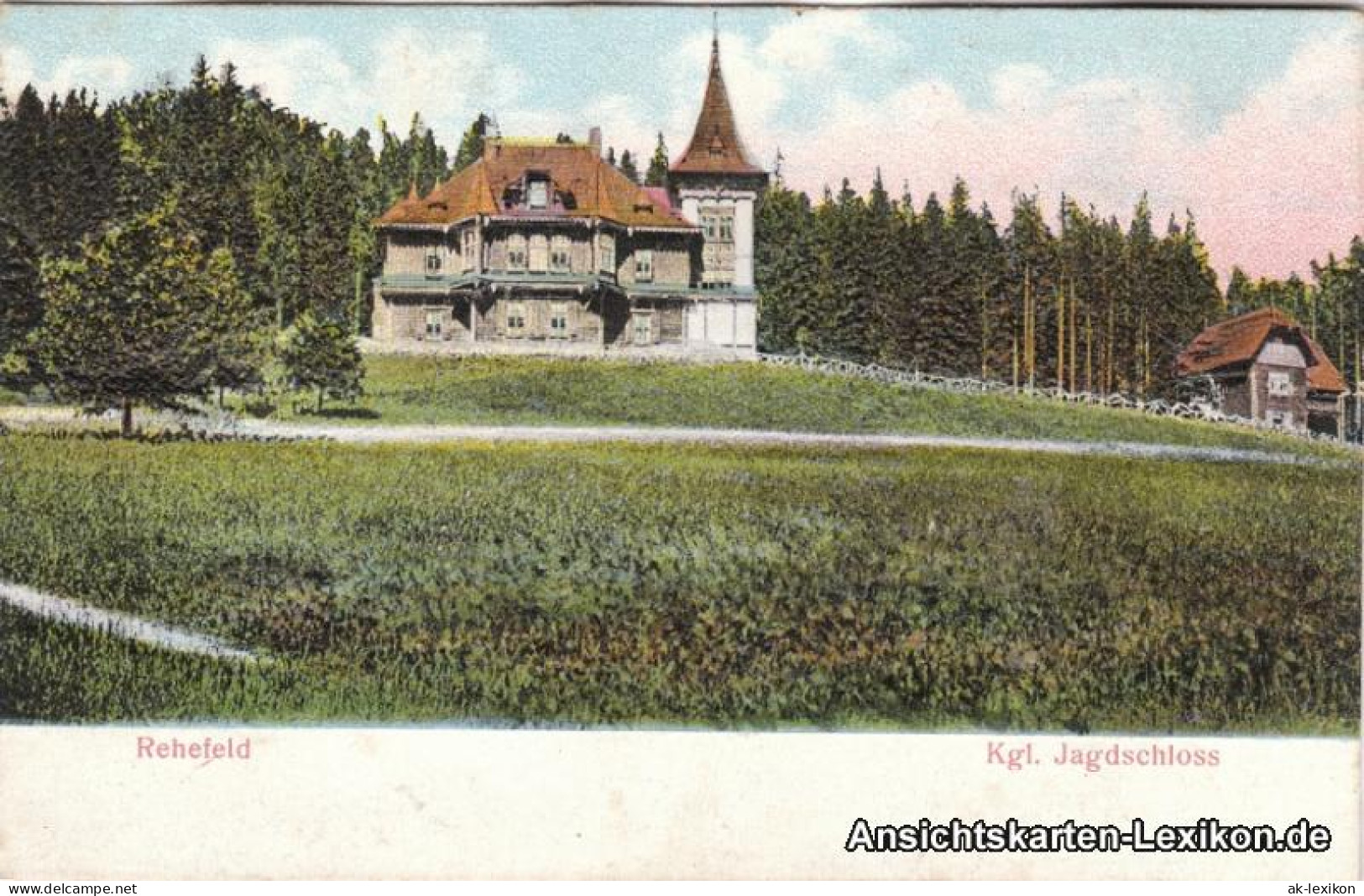 Rehefeld-Altenberg  Kgl. Jagdschloß (Relief-Ansichtskarte) 1912 Prägekarte - Rehefeld