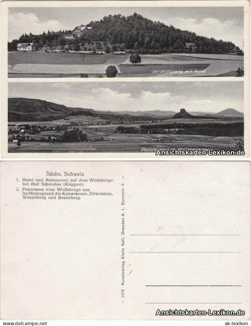 Krippen-Bad Schandau 2 Bild: Wolfsberg Mit Hotel Blick Vom Wolfsberg 1940 - Schöna