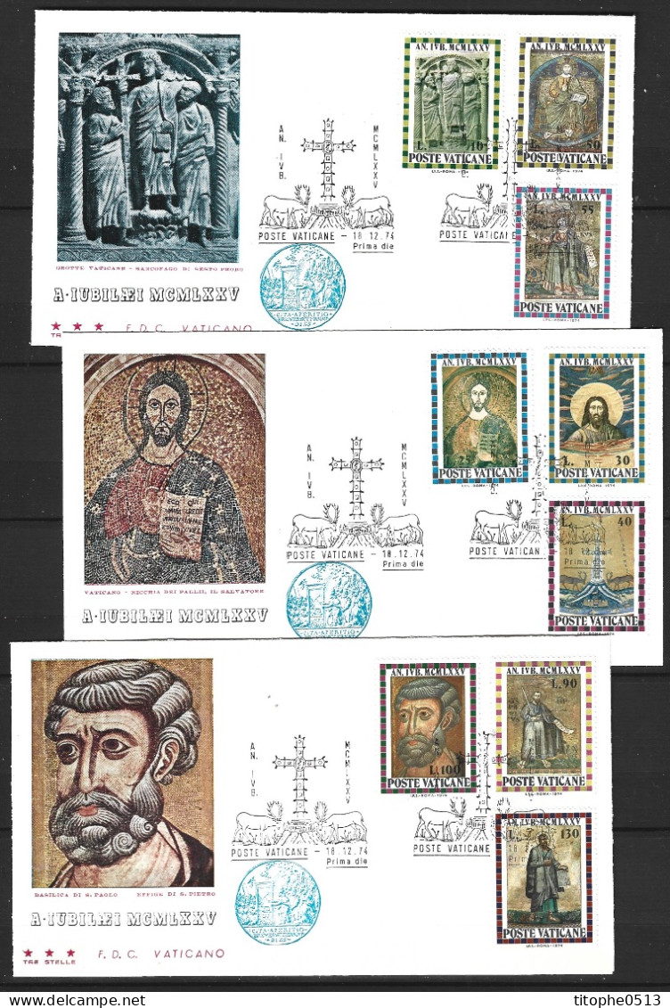 VATICAN. N°594-9 Sur 4 Enveloppes 1er Jour De 1975. Année Sainte. - Cristianismo