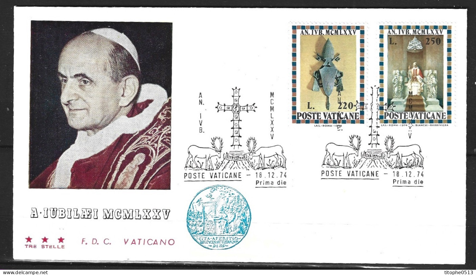 VATICAN. N°594-9 Sur 4 Enveloppes 1er Jour De 1975. Année Sainte. - Cristianismo