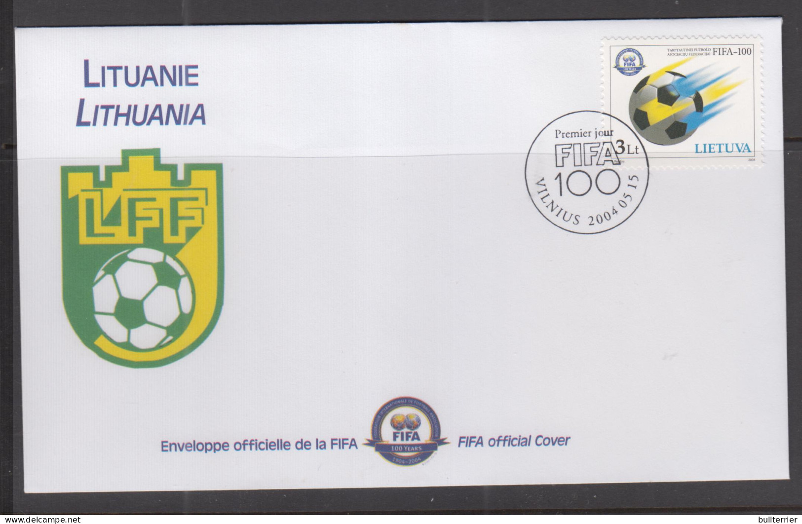 SOCCER - LITHUANIA  - 2004- FIFA CENTENARY ON  ILLUSTRATED FDC  - Storia Postale