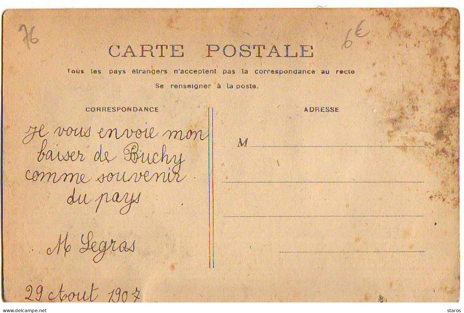 Un Baiser De BUCHY - Couple Dans Les Lettres - Carte à Paillettes - Buchy