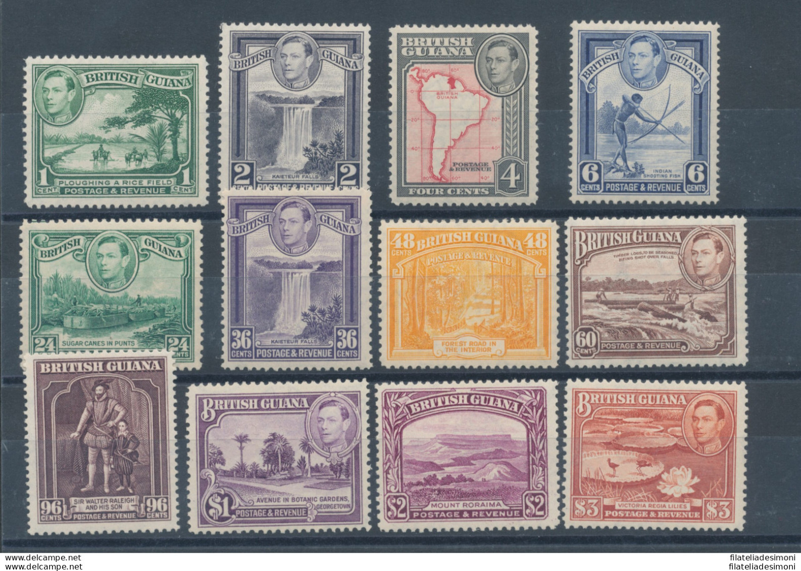 1938 BRITISH GUIANA - SG N° 308/19 , 12 Valori  MLH* - Andere & Zonder Classificatie
