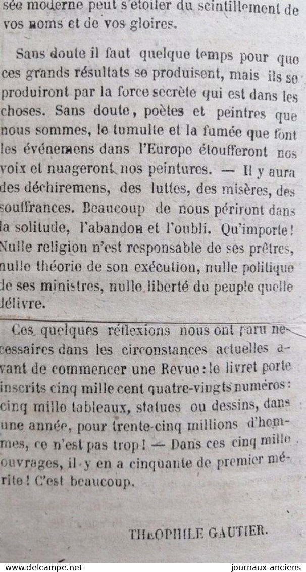 1848 LA PRESSE Du 21-22 AVRIL - RÉVOLUTION 1848 - THÉOPHILE GAUTIER - SALON 1848 - GOUVERNEMENT PROVISOIRE - 1800 - 1849