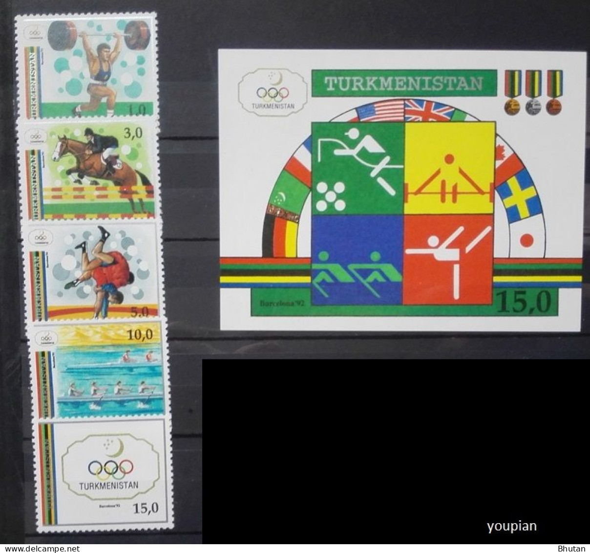 Turkmenistan 1992, Summer Olympics Games In Barcelona, MNH S/S And Stamps Set - Turkménistan