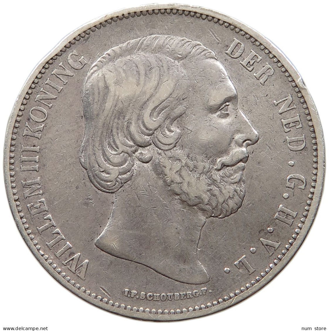 NETHERLANDS 2 1/2 GULDEN  Willem III. 1849-1890 #t027 0149 - 1849-1890 : Willem III