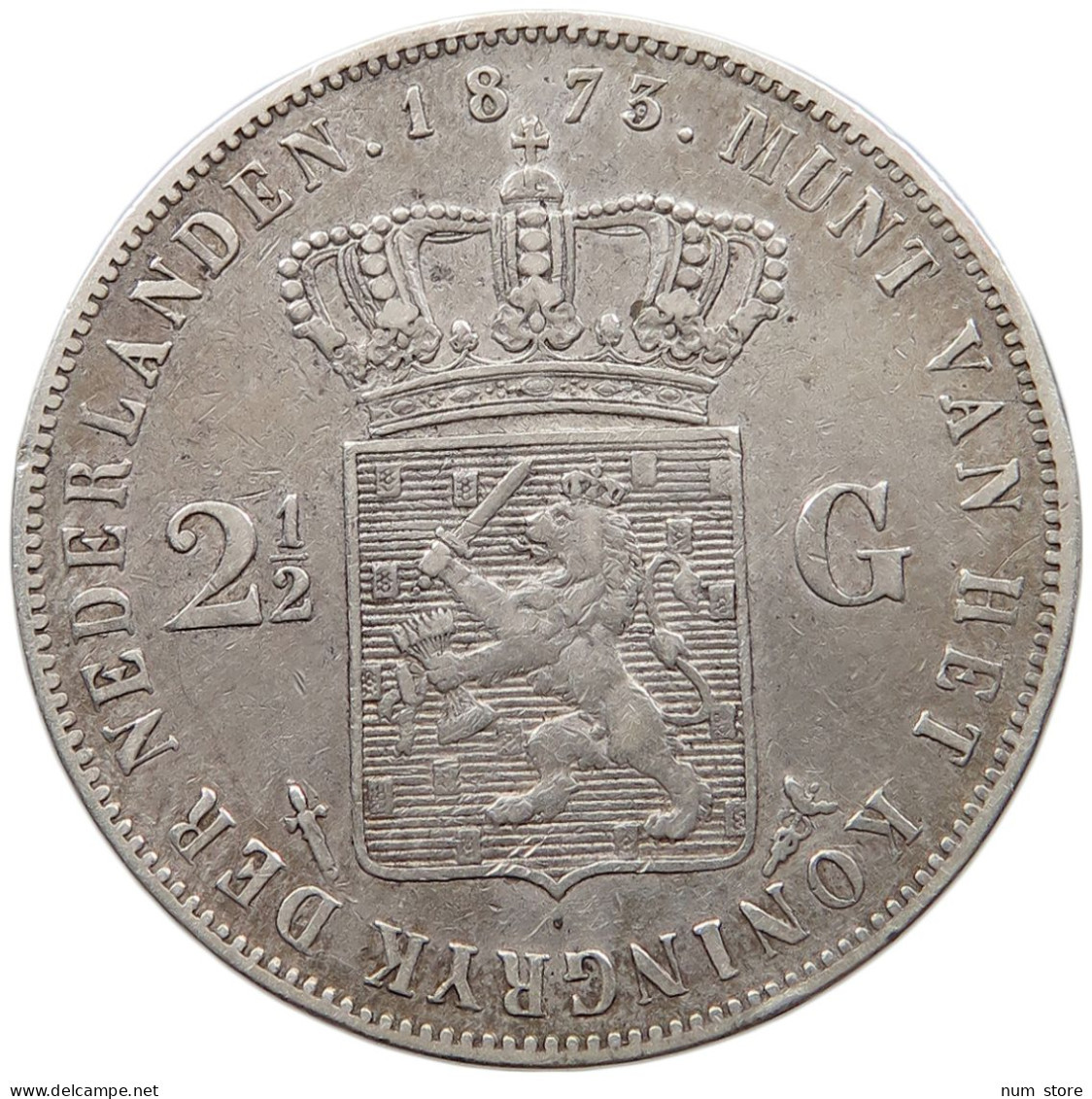 NETHERLANDS 2 1/2 GULDEN  Willem III. 1849-1890 #t027 0149 - 1849-1890: Willem III.