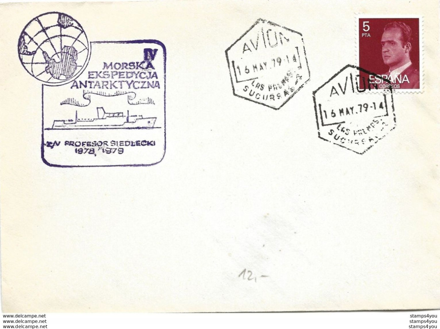 234 - 55 - Enveloppe Postée à Las Palmas Navire Prof Siedliecki" Exp Antarctique 1979 - Polar Ships & Icebreakers
