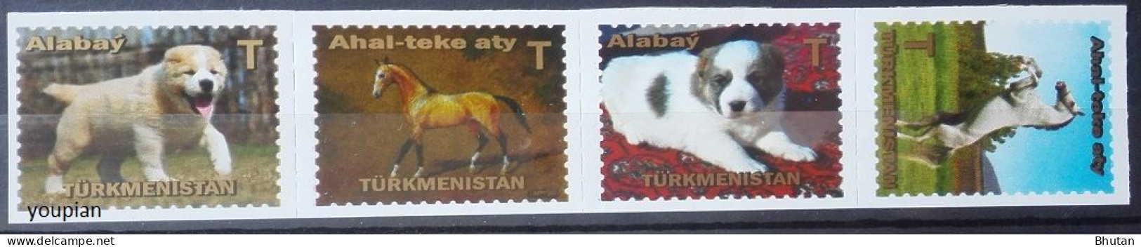 Turkmenistan 2020, Dogs And Horses, MNH Stamps Strip - Turkmenistán