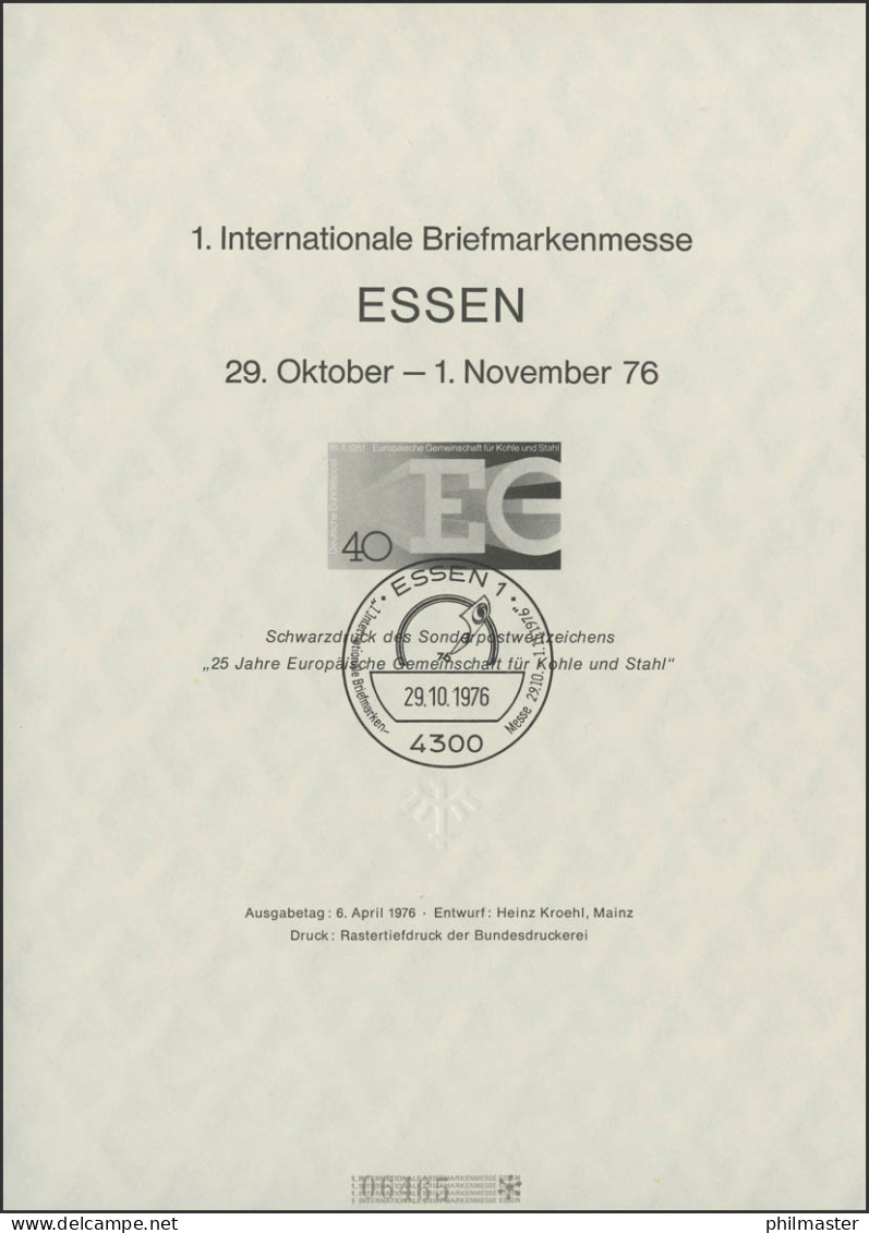 Messe Essen Sonderdruck 1976 DIN A5, Europäische Gemeinschaft, SSt Messe-Logo - Privatpost