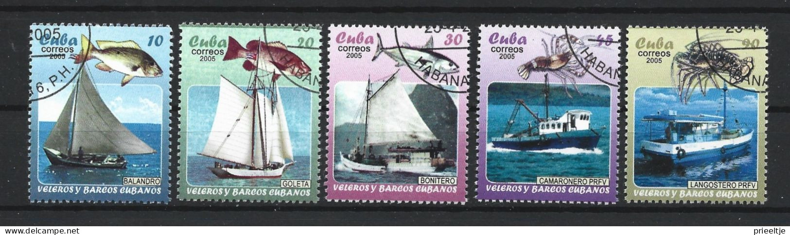 Cuba 2005 Fishing Boats Y.T. 4251/4255 (0) - Used Stamps