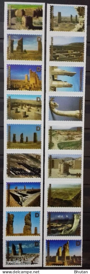 Turkmenistan 2020, Ancient Monuments Of Turkmenistan, Two MNH Stamp Strips - Turkménistan