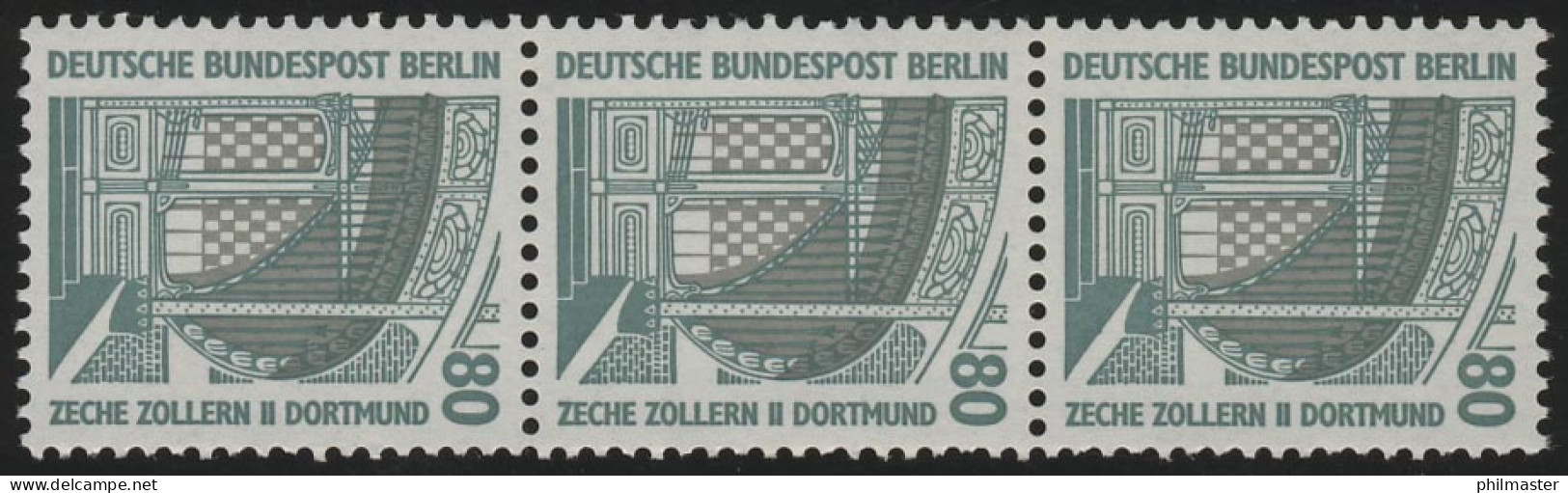 796 SWK 80 Pf 200er-Rolle, 3er-Streifen + Nr. ** - Roller Precancels