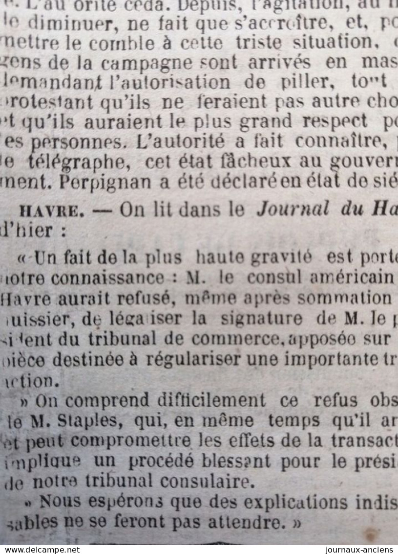 1848 Journal LA PRESSE Du 17 Juin - DES RÉVOLUTIONS ET DES RÉFORMES - FOND DE GIVONNE (08) - LE HAVRE CONSUL D'AMÉRIQUE - Ohne Zuordnung