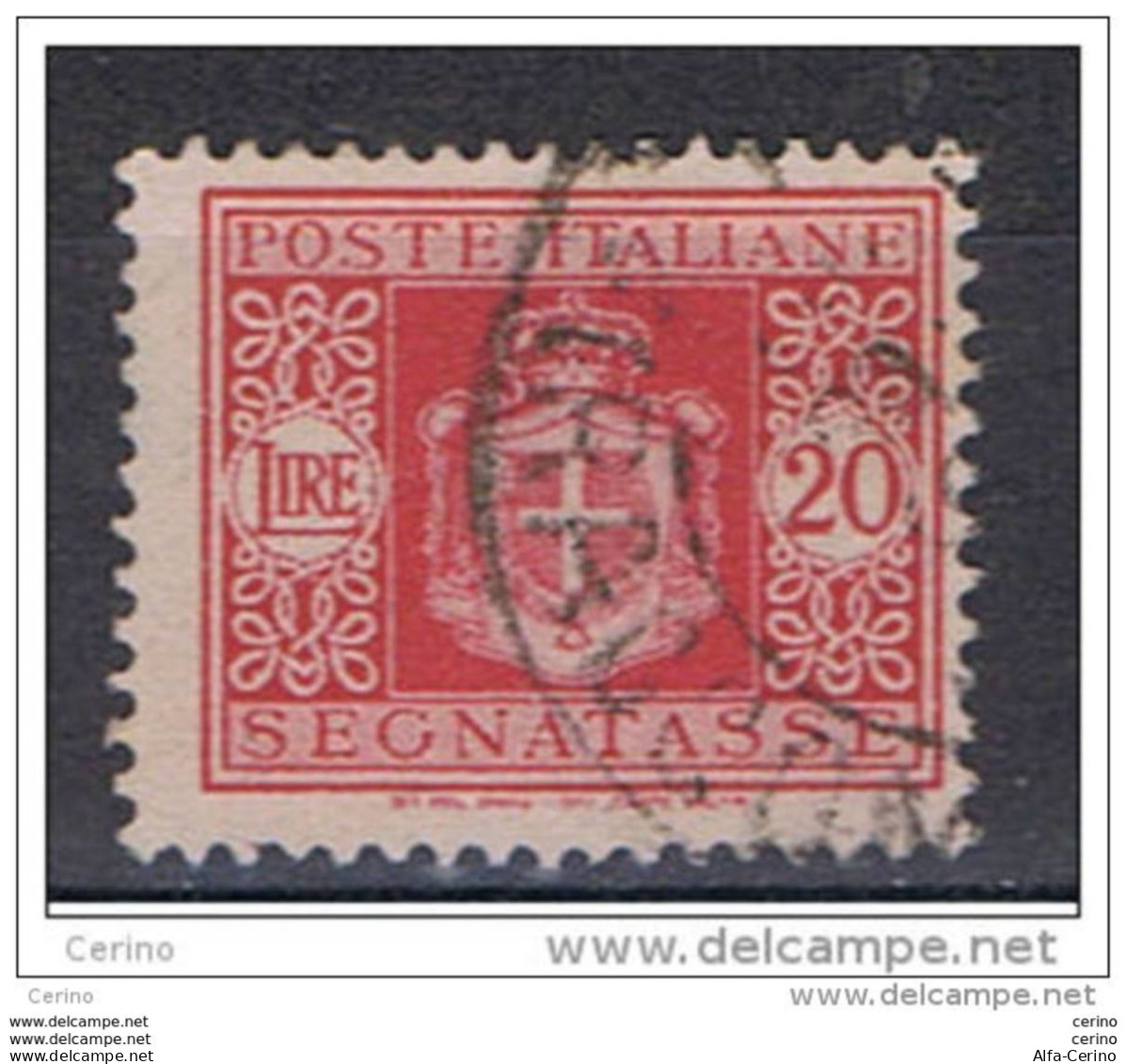 LUOGOTENENZA  VARIETA':  1945/46  TASSE  RUOTA  DX. A. -  £. 20  ROSSO  US. -  C.E.I. 70 A - Impuestos