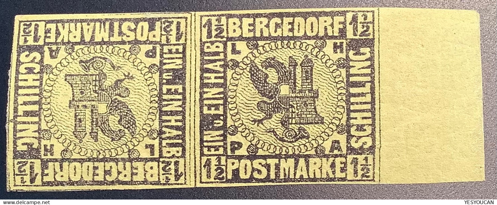 1861 Y&T.4a (250€) 1 1/2 S. Tête-Bêche Signé Dr.Mozek BPP Original ! Avec Bdf Neuf Gomme D‘ Origine (Bergedorf - Bergedorf