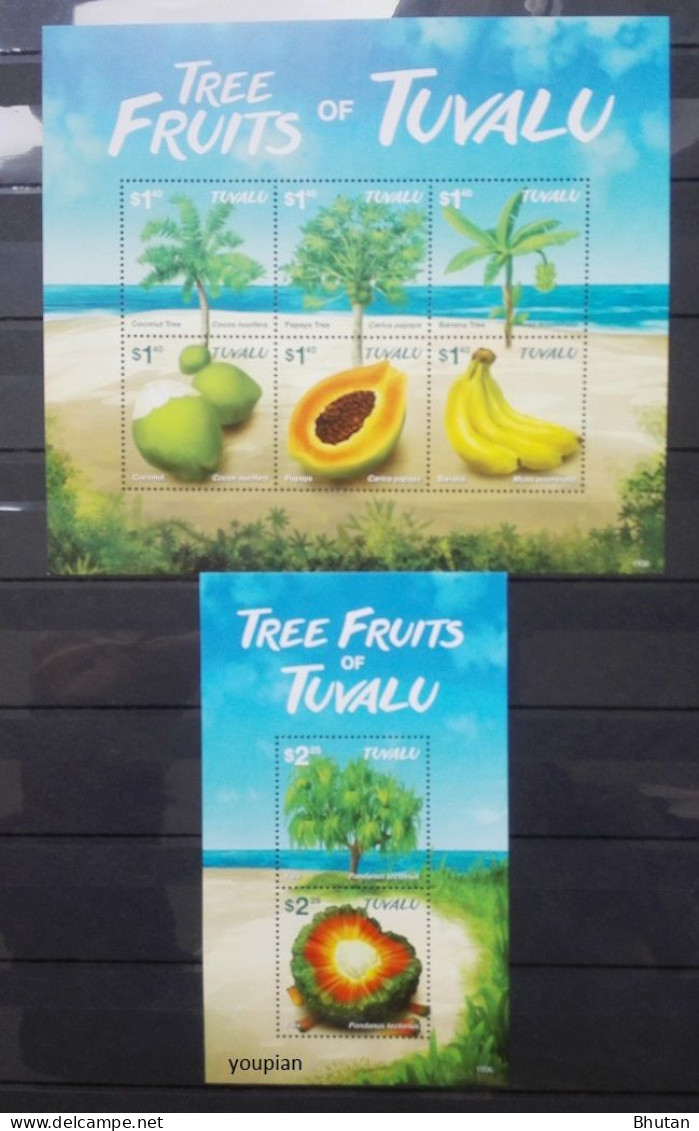 Tuvalu 2015, Tree Fruits Of Tuvalu, Two MNH S/S - Tuvalu (fr. Elliceinseln)