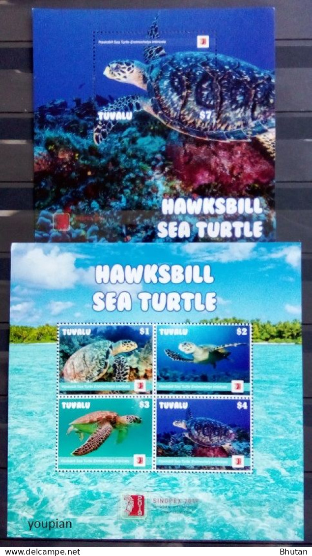 Tuvalu 2019, Hawkskbill Sea Turtle, Two MNH S/S - Tuvalu (fr. Elliceinseln)