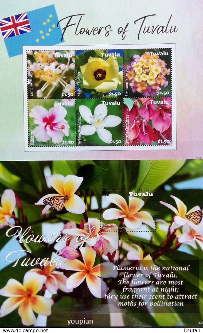 Tuvalu 2020, Flowers Of Tuvalu, Two MNH S/S - Tuvalu (fr. Elliceinseln)
