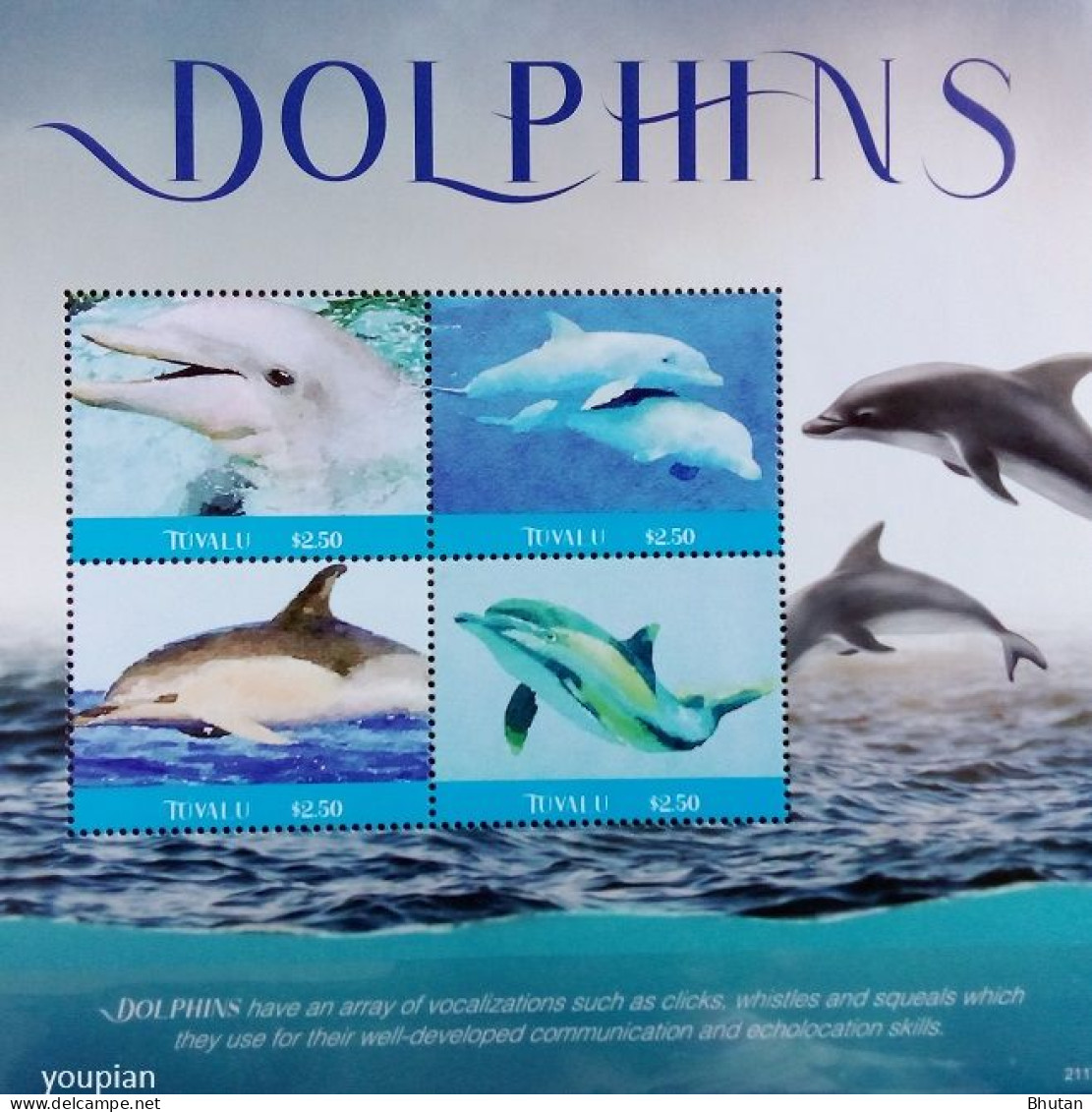 Tuvalu 2021, Dolphins, MNH S/S - Tuvalu (fr. Elliceinseln)