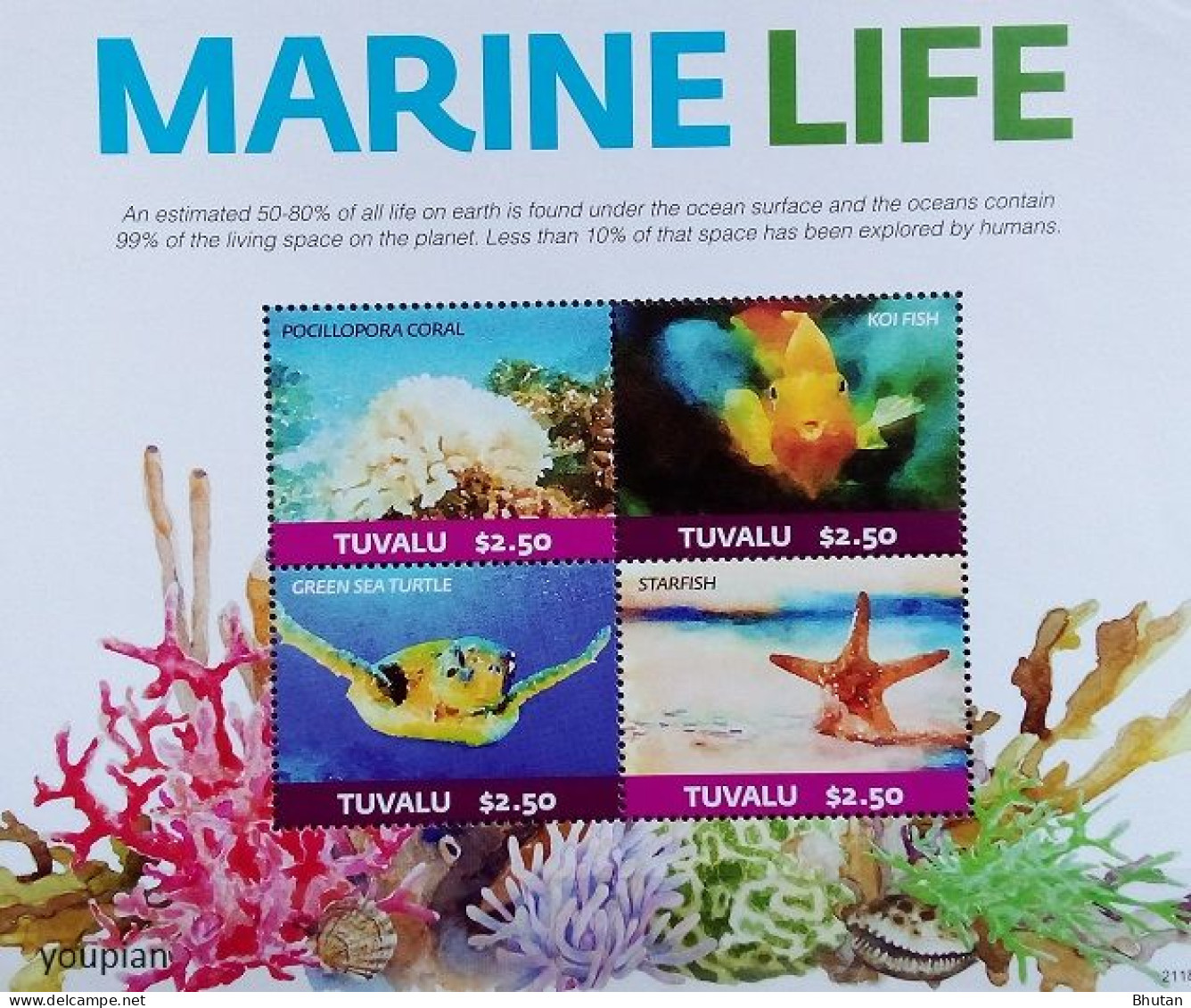 Tuvalu 2021, Marine Life, MNH S/S - Tuvalu (fr. Elliceinseln)