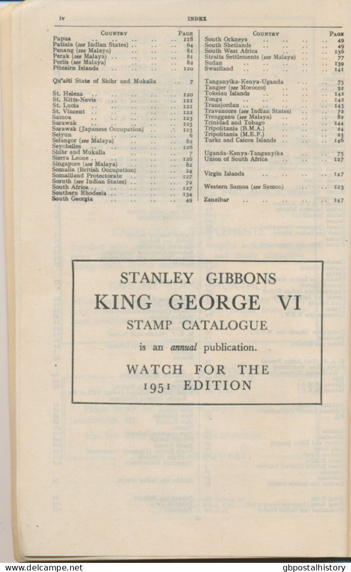 GB Stanley Gibbons Priced Catalogue Of King George VI Postage Stamps 1950. Stanley Gibbons 1950 S/B 2nd Edition 150 Page - United Kingdom