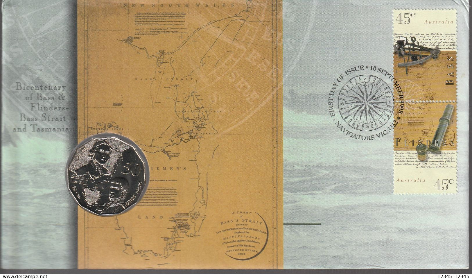 Australië 1998, 200th Anniversary Of The Circumnavigation Of Van Diemen's Land - Brieven En Documenten