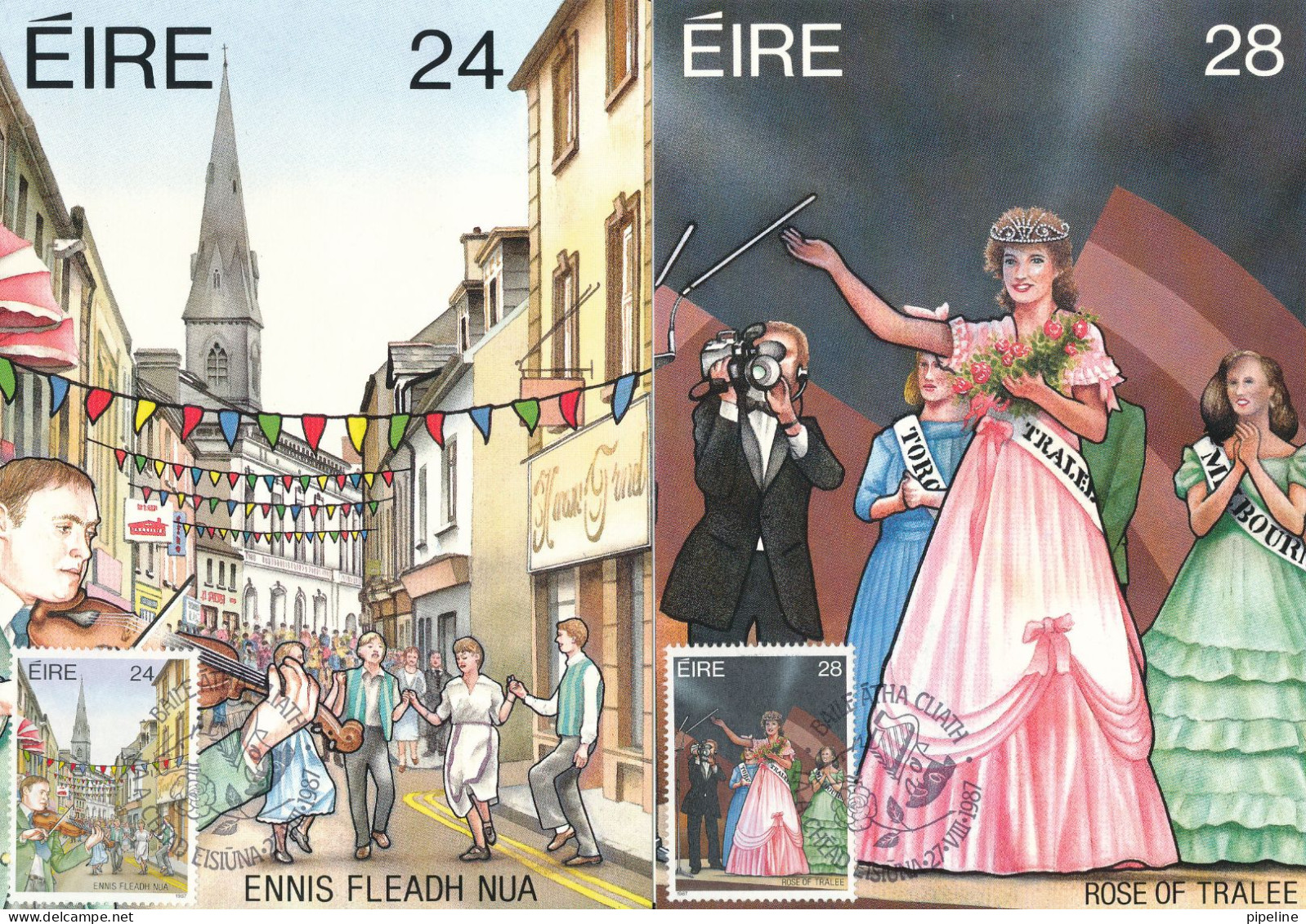 Ireland Maximum Cards 27-8-1987 Festivals Of Ireland Complete Set Of 4 - Maximumkaarten