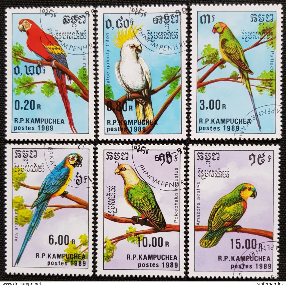 Cambodge 1989 Parrots   Stampworld N° 1035 à 1040 - Kambodscha