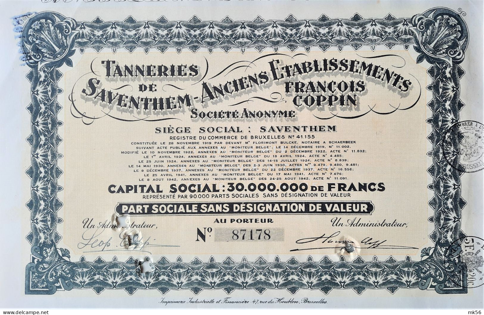 Tanneries De Saventhem-anciens établissements François Coppin - 1942 - Textil