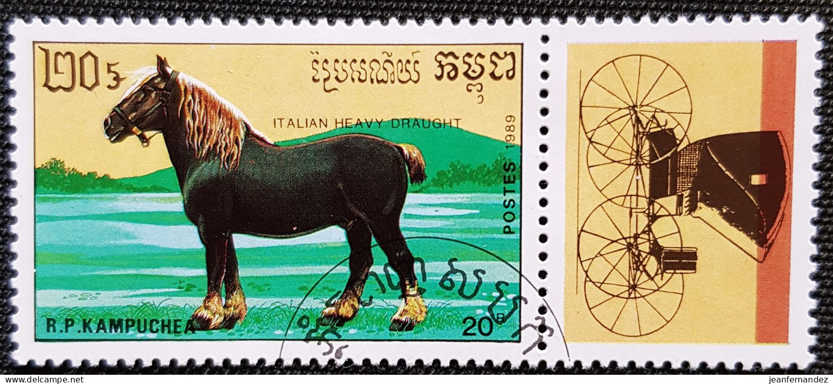 Cambodge 1989 Horses  Stampworld N°  1079 - Kambodscha