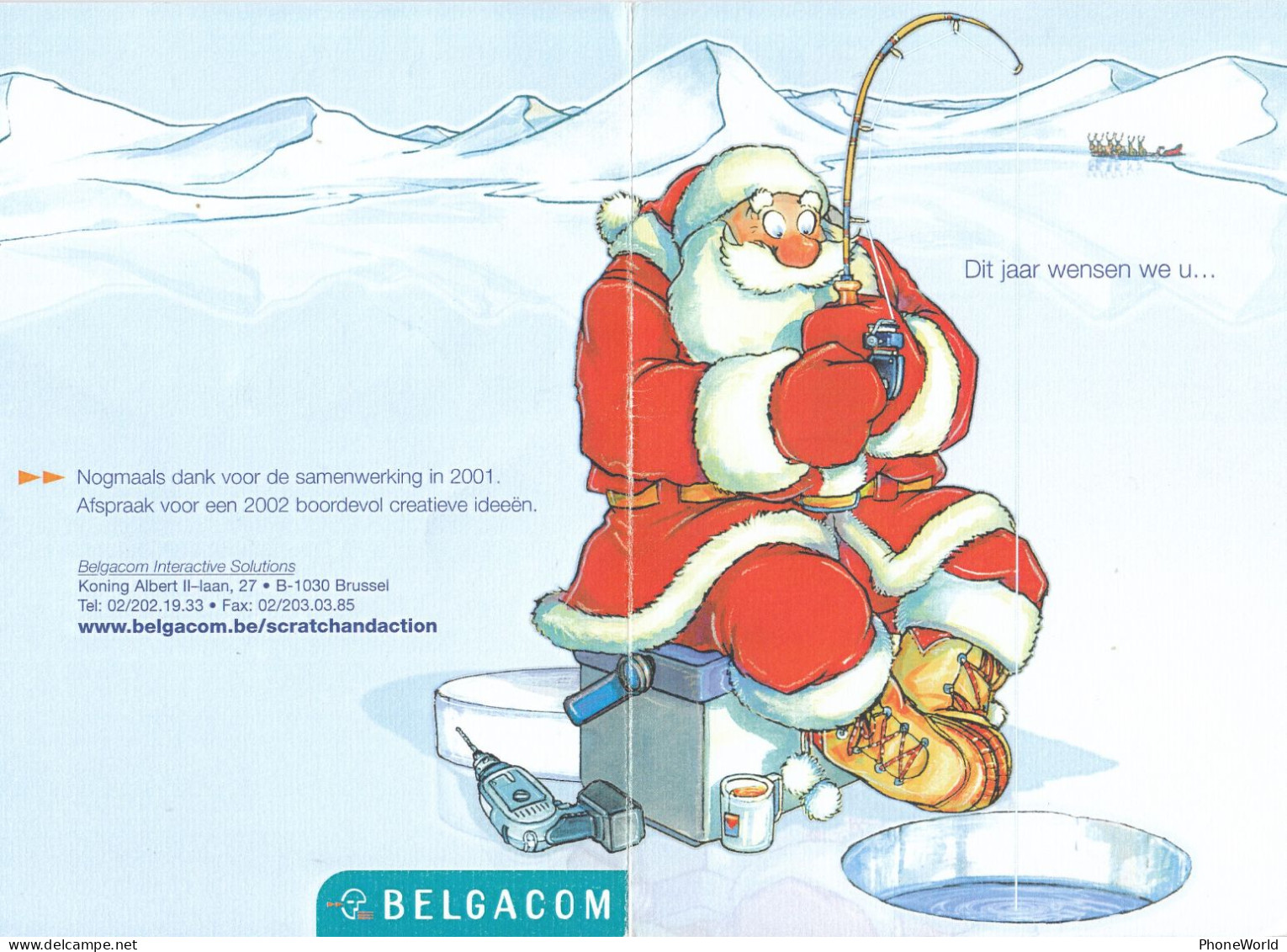 Belgacom, Special Edition Only For Staff Belgacom, Christmas 2001, Exp 31/01/2002, Scratch&Phone, Mint  RRRR - [2] Prepaid- Und Aufladkarten
