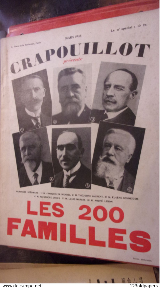 Le Crapouillot LES 200 FAMILLES 1936 ILLUSTRATION STEINLEIN EXPEDITIONS COLONIALES FINANCES - Politica