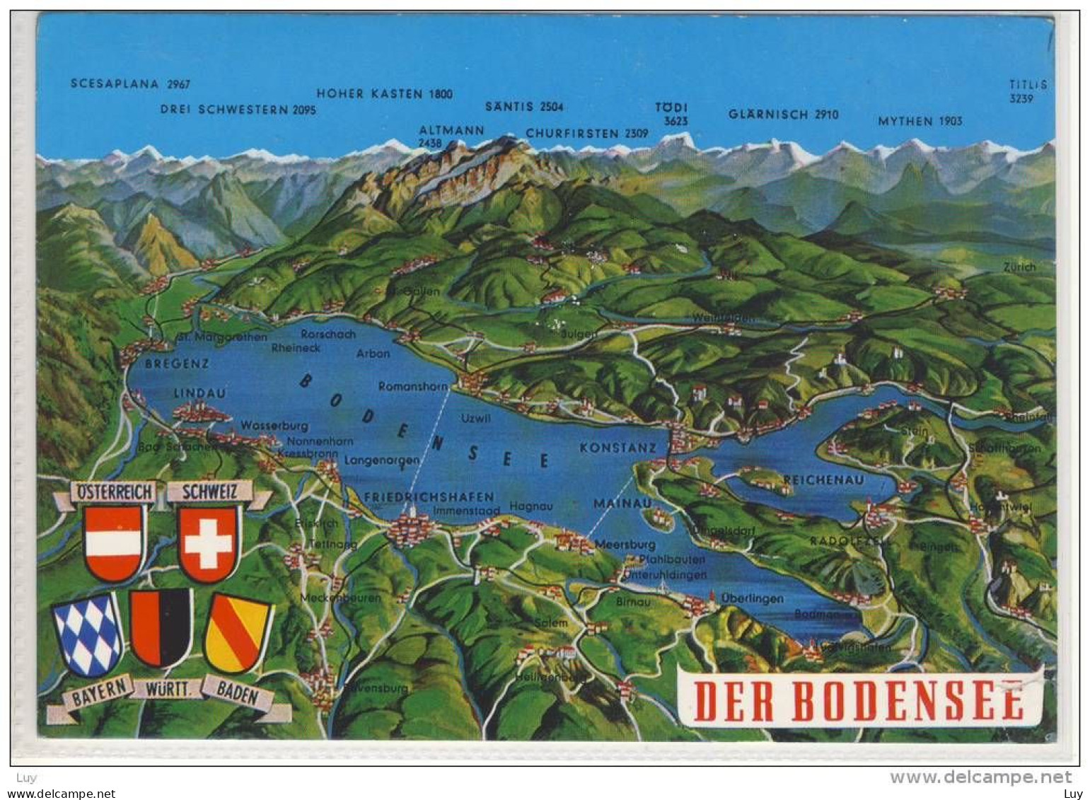 Der BODENSEE - Schweiz - Österreich, Bayern, MAP MAPPA MAPA Landkarte, Gest: In MANNENBACH-SALENSTEIN - Salenstein