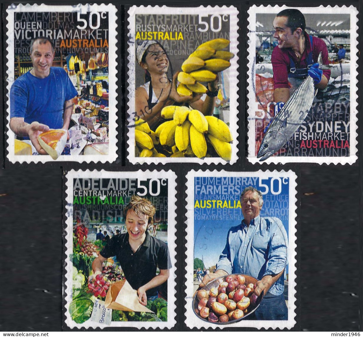 AUSTRALIA 2007 50c Multicoloured, Market Feast Set Self Adhesives FU - Oblitérés