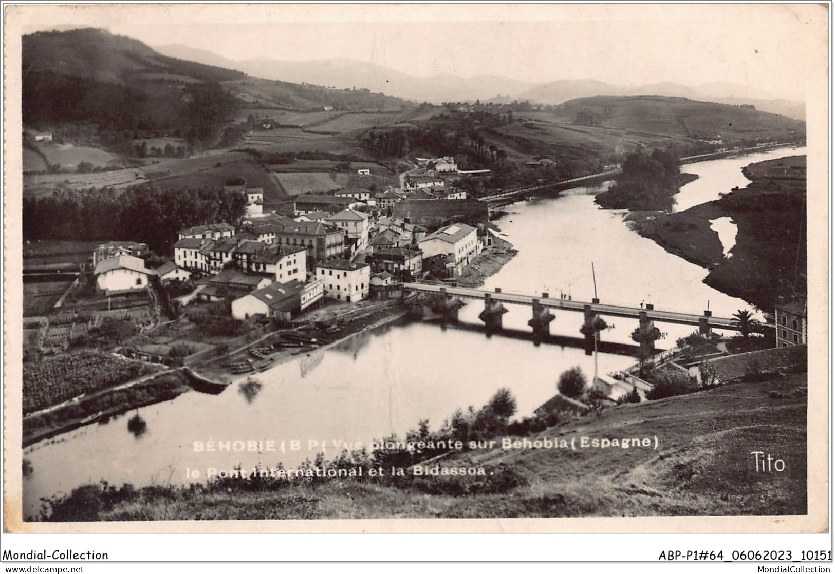 ABPP1-64-0058 - BEHOBIE - Vue Plongeante Sur Béhobia - Le Pont International Et La Bidassoa - Béhobie