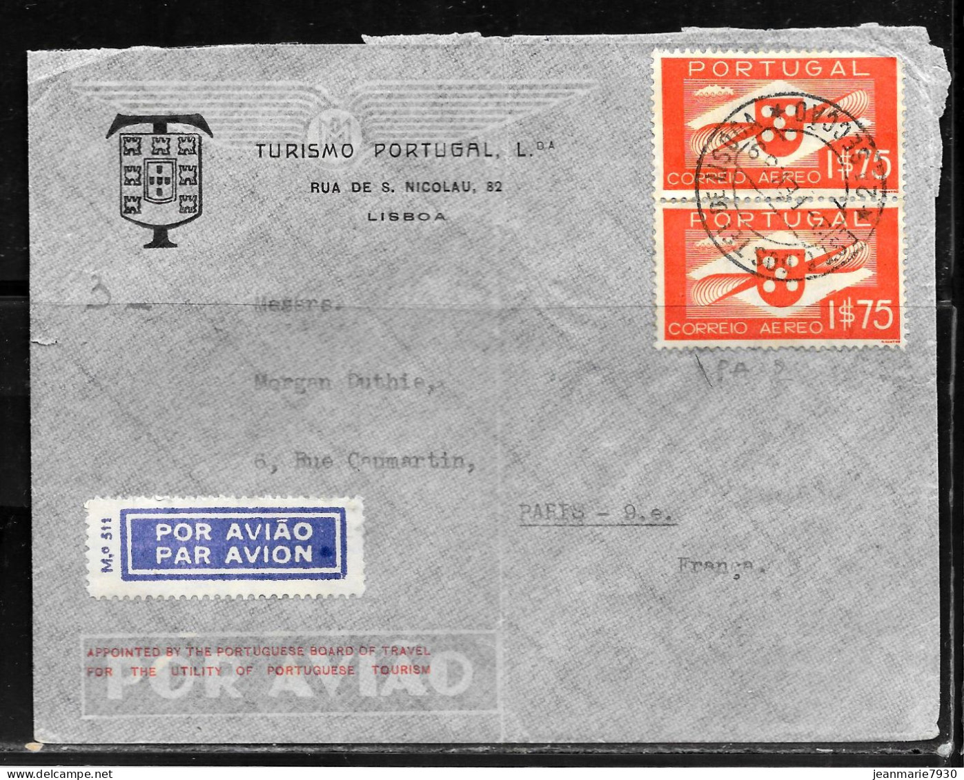 N398 - PORTUGAL - LETTRE DE LISBONNE DU 02/02/1939 POUR LA FRANCE - Lettres & Documents