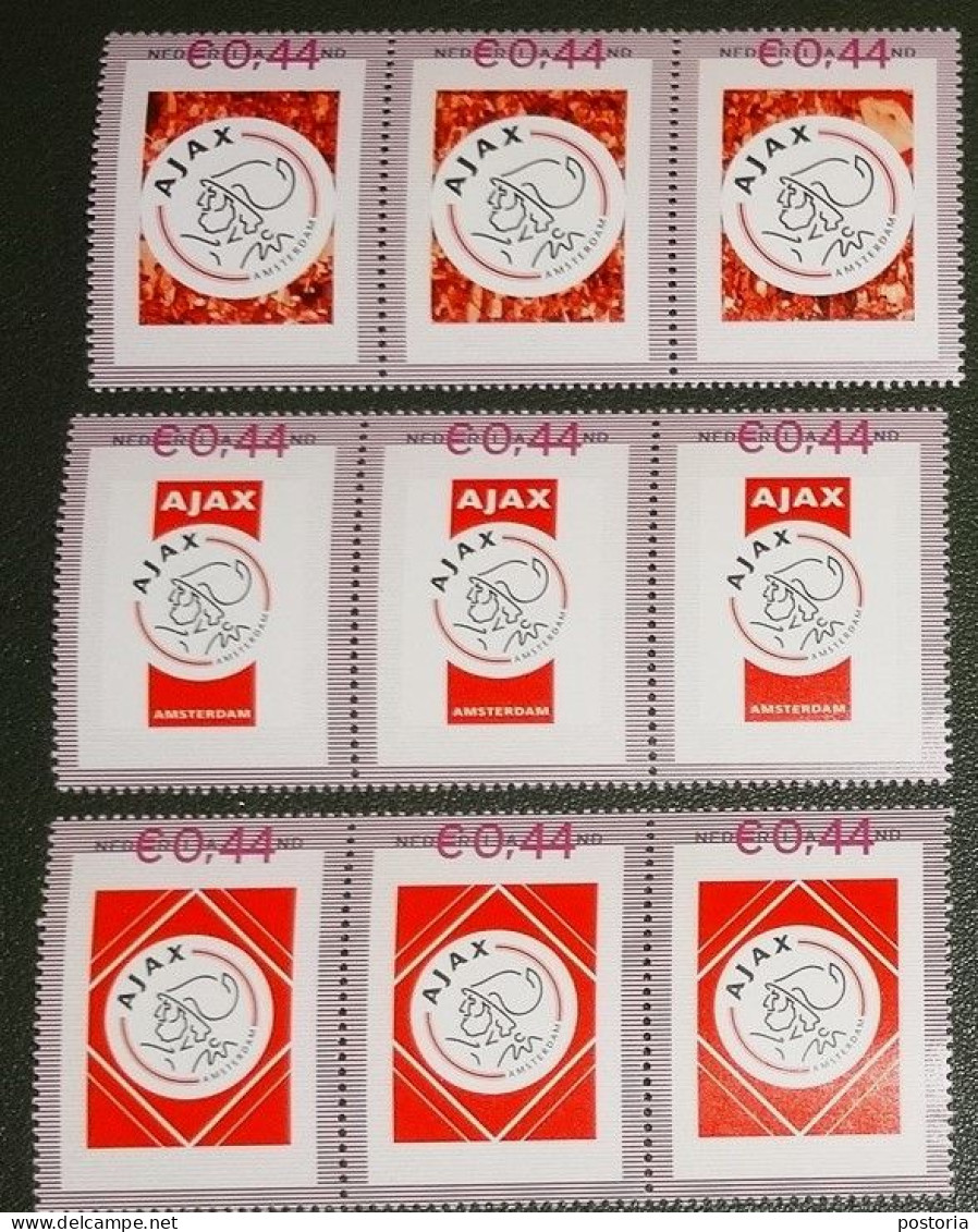 Nederland - NVPH - Uit  PP1 - 2007 - Persoonlijke Postfris - 3 Stroken Van 3 - Laat Ajax Zegelvieren - Timbres Personnalisés