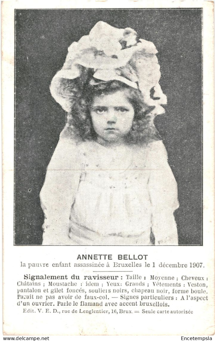 CPA Carte Postale Belgique Bruxelles Annette Bellot Enfant Assassinée Le 1 Décembre 1907  VM77762ok - Feiern, Ereignisse