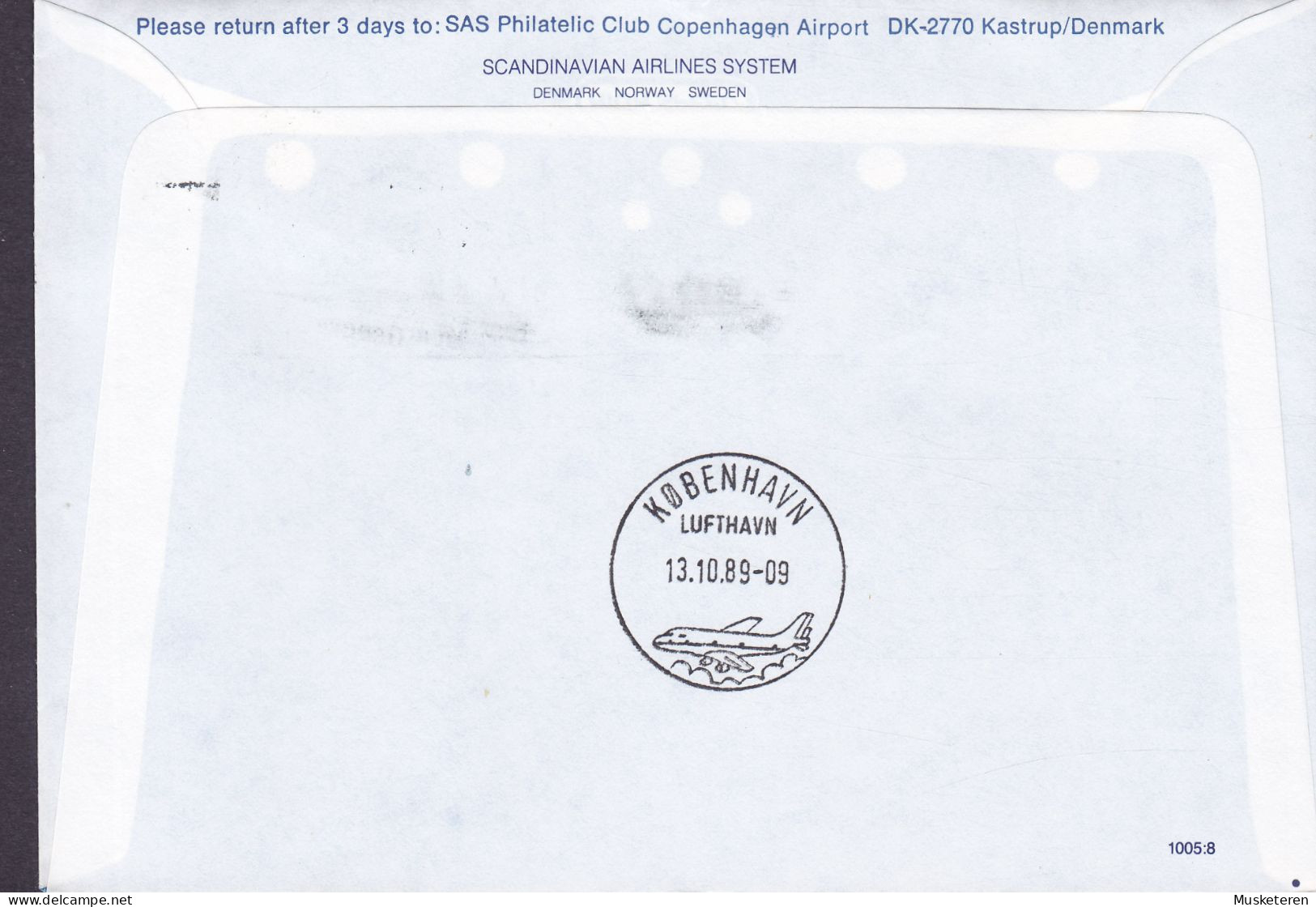 United Nations SAS First BOEING-767 Flight NEWARK N.J.-COPENHAGEN 1989 Cover Brief Lettre United Nations Building - Poste Aérienne