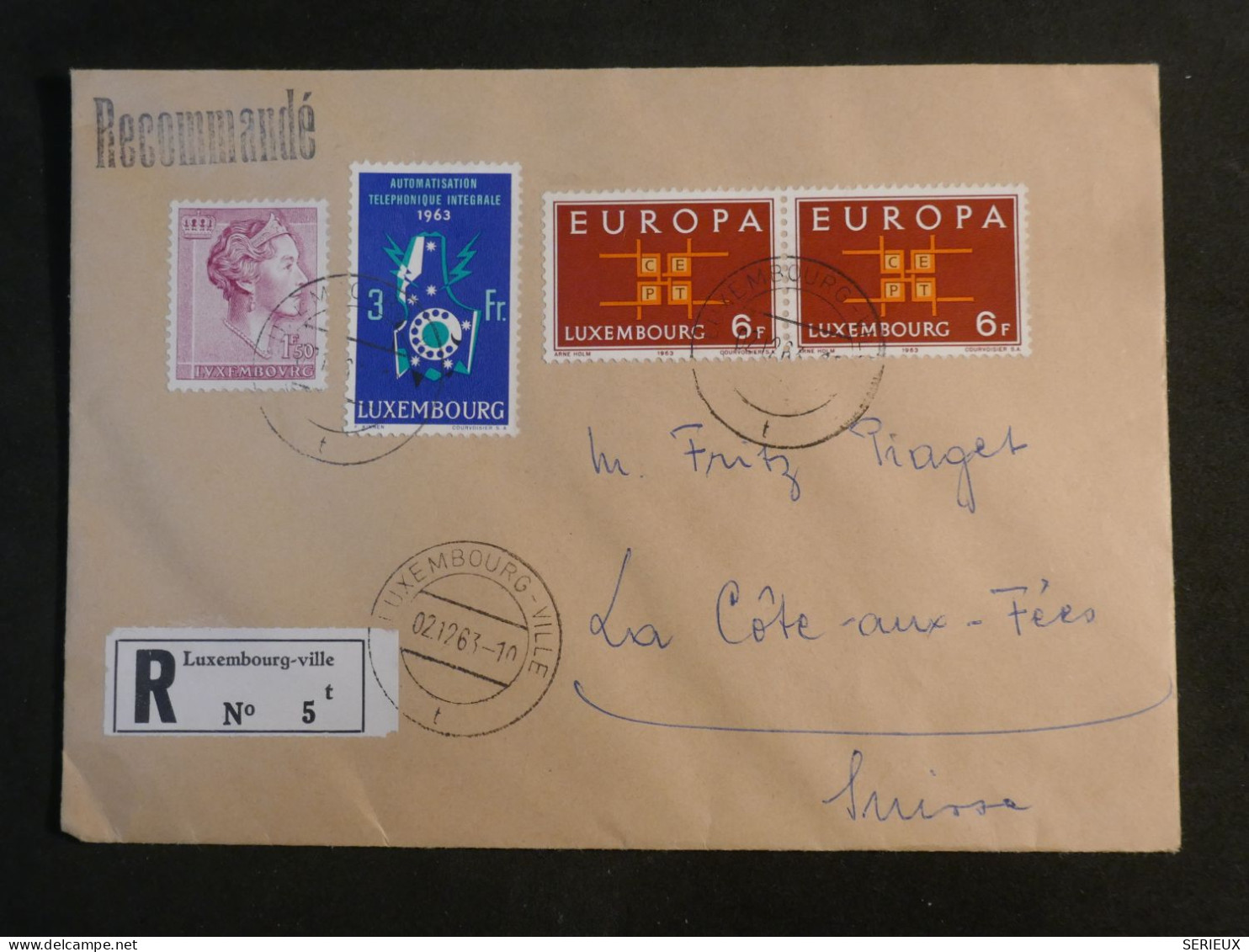 DJ 19  LUXEMBOURG   BELLE  LETTRE  RECO 1963  LIMOGES  A LA COTE AUX FEES SUISSE      + +AFF. INTERESSANT++ ++ - Cartas & Documentos