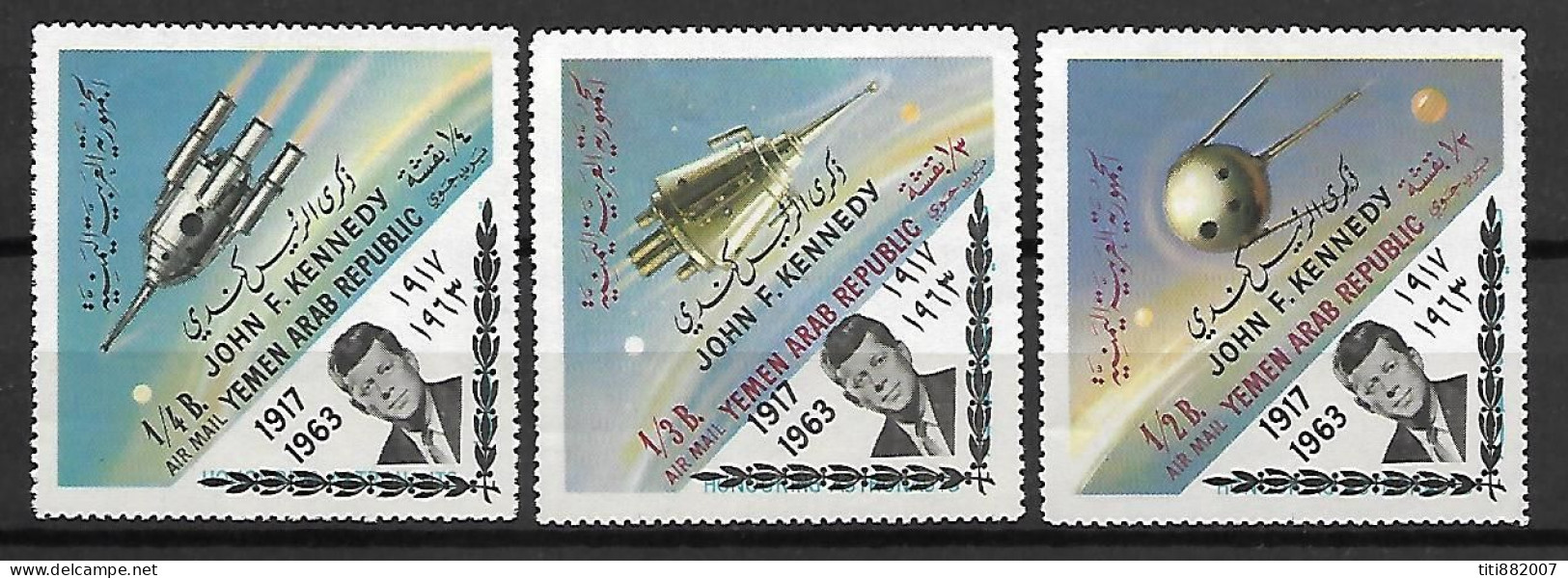 YEMEN       Fusée / Espace / Cosmos.       J - F.  Kennedy.     Série   Neufs *      Aéros - Kennedy (John F.)