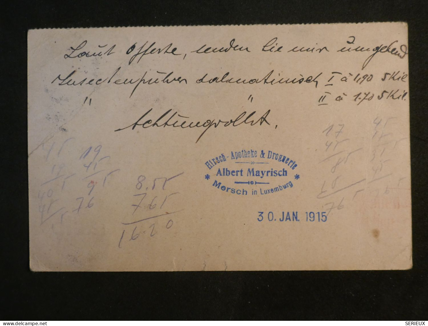 DJ 19  LUXEMBOURG   BELLE CARTE  1915 MERSCH A TRIESTE  + +AFF. INTERESSANT++ ++ - Lettres & Documents