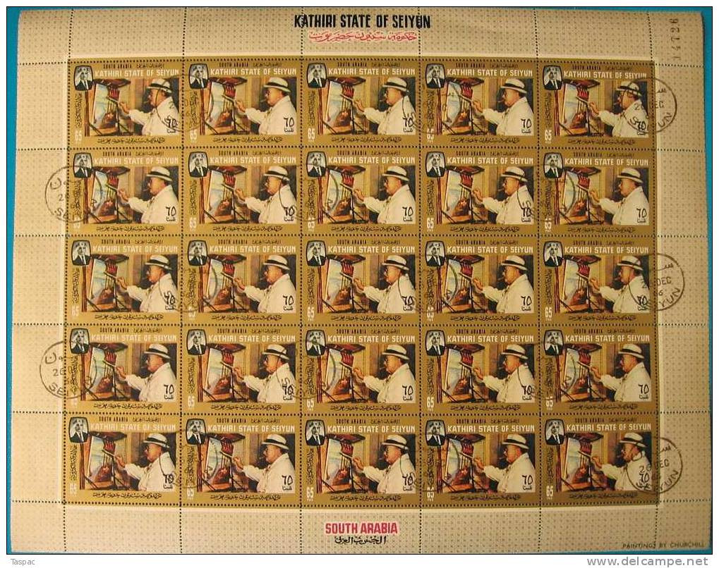 Kathiri State of Seiyun 1966 Mi# 91-98 A Used - Set in Sheets of 25 - Paintings by Winston Churchill