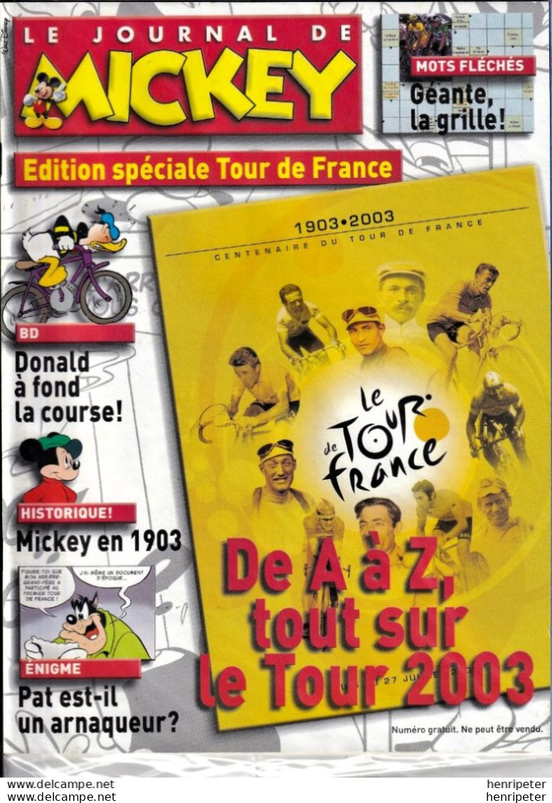Le Journal De MICKEY - Édition Spéciale Tour De France Cycliste 2003 - Centenaire Du Tour De France 1903-2003 - Journal De Mickey