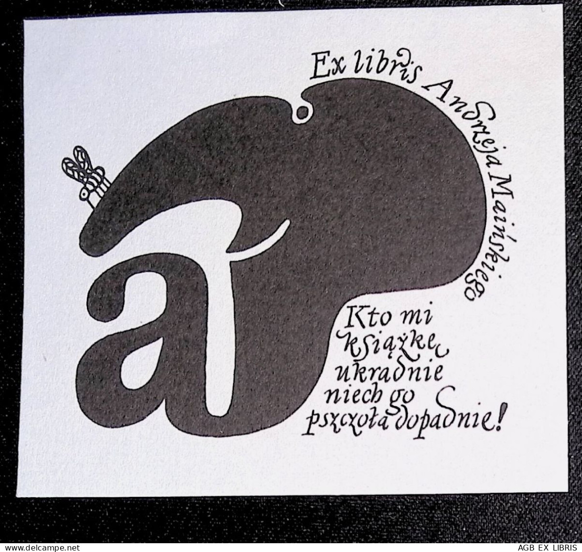 EX LIBRIS ANDRZEJ KOT Per ANDRZEJA MAINSKIEGO L27bis-F01 - Ex-libris