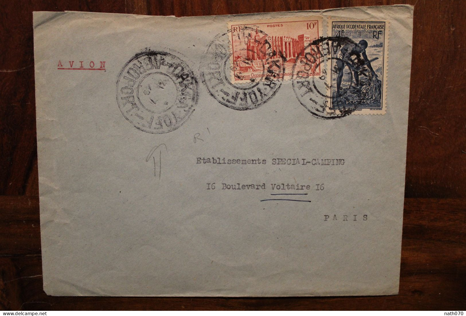 1949 AOF France Cachet Oblit Temporaire Rare ! Mail Cover - Cartas & Documentos