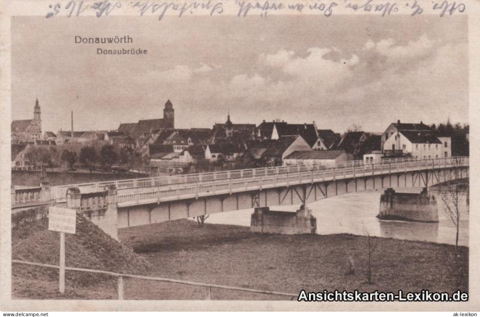 Ansichtskarte Donauwörth Totale Mit Donaubrücke 1928  - Donauwoerth