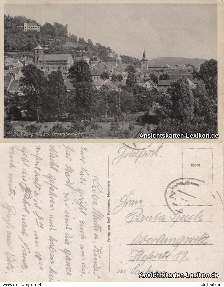 Ansichtskarte Homburg ( Saarpfalz) Gesamtansicht 1939  - Saarpfalz-Kreis